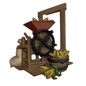 Homco Wall Decor Metal Rustic Corn Mill Farmhouse 3D Vintage 1978 USA